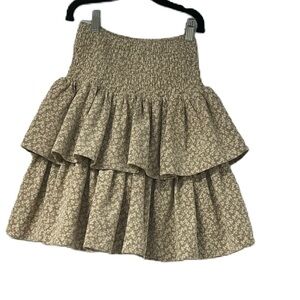 Noma girls sz 8 beige high waist tiered elastic floral spring summer skirt fancy